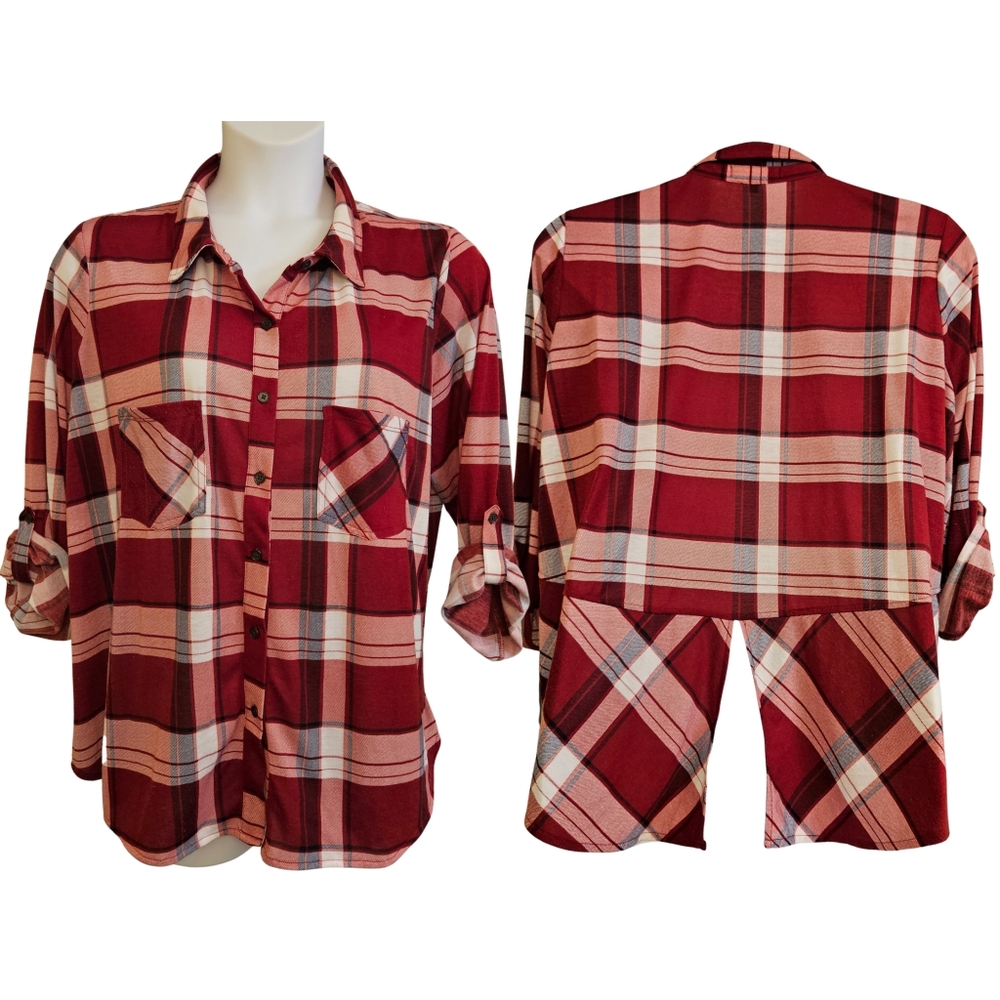 Absolutely Famous 3X Plaid Top AH-1789